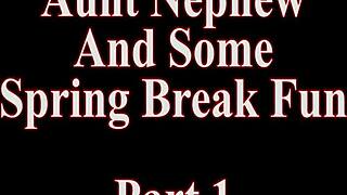 step aunt and nephew have spring break fun, mia vallis strips naked 😏