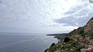 Huge Natural Bouncing Boobs Girl and Her Emo Girlfriend Caught at Lesbian Beach Fun and Seduce to FFM 3some by Old Guy