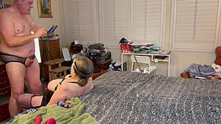 Granny Peggy Sue's First Pegging Ends With A Mouthful Of Cum.