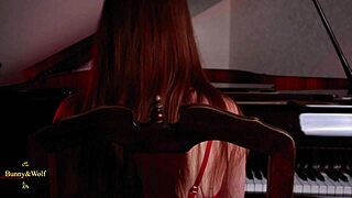 Juicy lesbians fuck on a grand piano