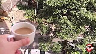 Novinha Otaku Gives Babado Blowjob On Apartment Balcony