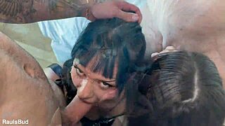 couple swap in argentina with two bisexual latinas involves rough banging and blowjob action