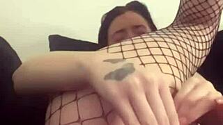 Horny British slut girlfriend experiences orgasm on webcam