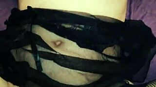 graceful sex with a beautiful slender milf in fishnet stockings