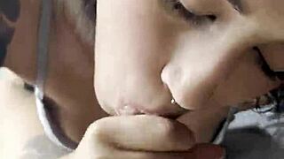 Blowjob For The Cuckold With Cum In The Mouth