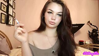 Xo Bunny Brunette Latina With Blue Eyes Smoking Blowing Smokein Your Face