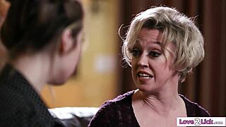 The fan girl's excitement builds as she licks the milf voice actress of her favorite character passionately.