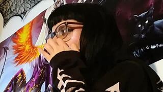 Asmr kisses with petite goth teen