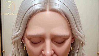 Granny's steamy blowjob in fitting room POV