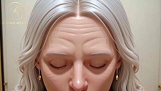 Granny's steamy blowjob in fitting room POV