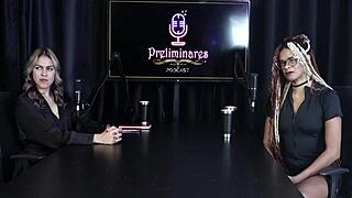 Naomi Campos in sheer red demonstrates moan, dick shape interferes with position