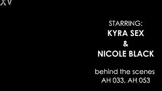 Behind scenes with Kyra Sex and Nicole Black