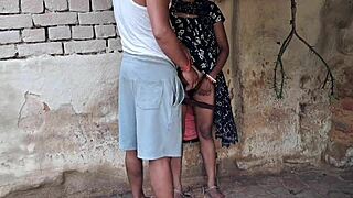 Husband fucks wife in small hut