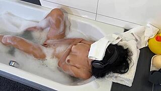 Stepmom teases stepson while catching him jerking off in the bathroom