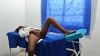 Horny and Sexy Nurse Touches Her Vagina in Doctor's Office, Then Patient Persuades Her to Have Sex