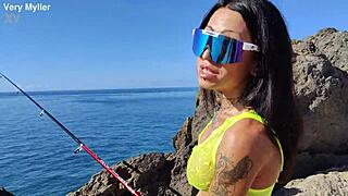 very myller pov: bold ass destruction for italian tourist with big tits in ocean public - cumshot 4k