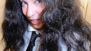School girl hesitates but lets me fuck her tight pussy in roleplay with squirting and creampie.