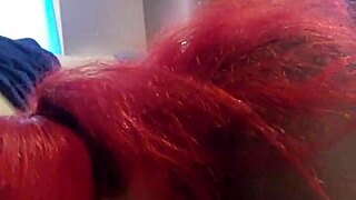 asian redhead transgender woman interacts with father figure in homemade pov