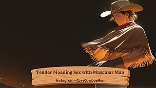 tender moans echo in muscular solo sex