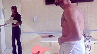 hotel maid catches me with a hard cock