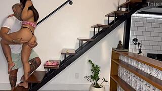 Does The Neighbor's Wife Love When I Creampie And Fuck Her On The Stairs?