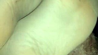 Sensual footjob at home with tan stockings, so teasing! 👣