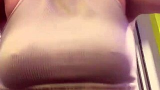 She didn't notice her shirt becoming transparent with sweat at the gym