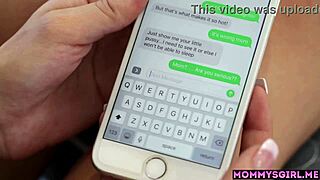 teen stepdaughter rebel lynn texts before lesbian sex with milf stepmom mindi mink