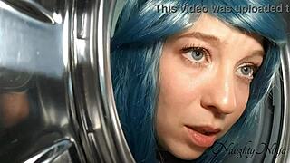 i found my curvy step-mom stuck in the washing machine and bent her over for doggystyle fucking