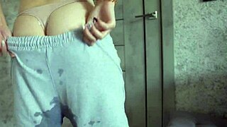 Petite 18+ teen desperate to pee in homemade video