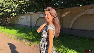 Public Flashing Ass Plug in Fishnets