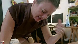 french amateur in tight satin dress and panties enjoys oral and rimming before doggy