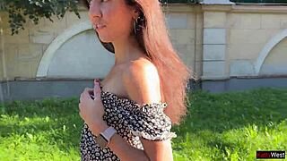 Public Flashing Ass Plug in Fishnets