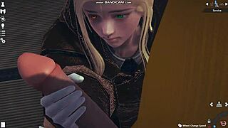 Honey Select 2 blonde in white lingerie gets whipped and fucked hard.