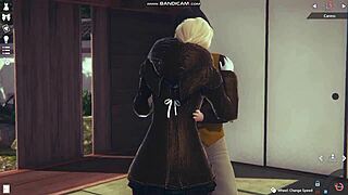 Honey Select 2 blonde in white lingerie gets whipped and fucked hard.