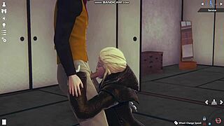 Honey Select 2 blonde in white lingerie gets whipped and fucked hard.