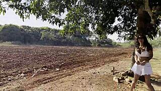 Shameless monika fox with naked tits pissing outdoors under a tree free.