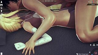 Honey Select 2 blonde in white lingerie gets whipped and fucked hard.