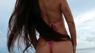 beach walking and fun in sexy bikini