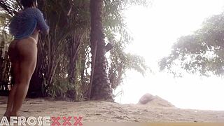 Black Girl Teasing Playfully On Portuguese Beach