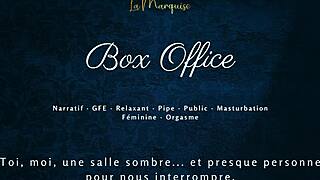 gentle blowjob in box office, public gfe french dirty talk
