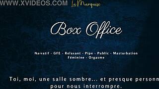 gentle blowjob in box office, public gfe french dirty talk