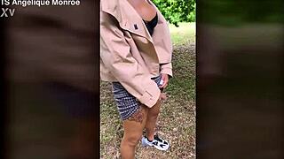 ladydick and pee in the park with shemale tranny 😜