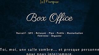 gentle blowjob in box office, public gfe french dirty talk