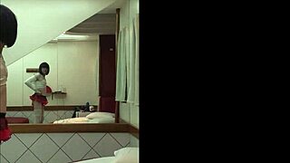 Crossdresser In Schoolgirl Fantasy Student Costume During Sexy Transsexual Sex