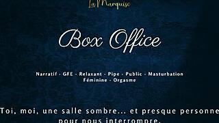 gentle blowjob in box office, public gfe french dirty talk
