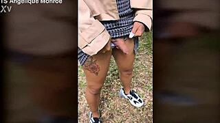 ladydick and pee in the park with shemale tranny 😜