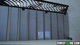 nerdy step sister and bff have a blindfolded threesome with step brother in group setting