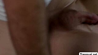 lucky dude bareback fucks horny blonde shemales ass