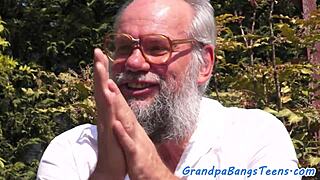 teen 18+ rides cock while grandpa licks her pussy 😏